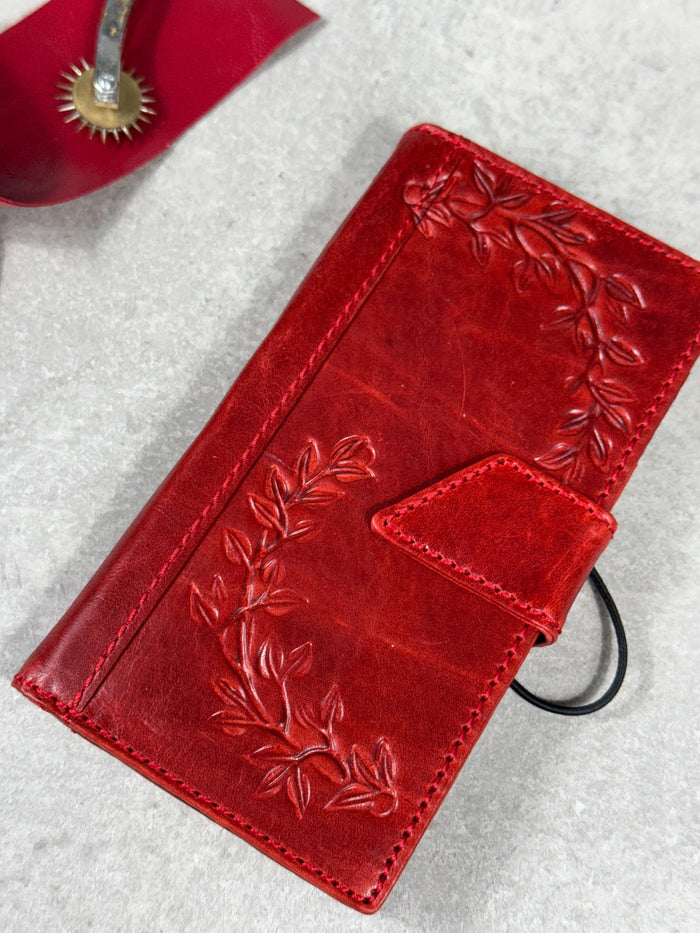 Handmade Leather iPhone Wallet Case: Vintage Book Style