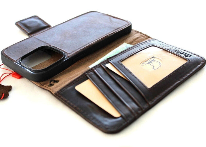Handmade Leather iPhone Wallet Case: Vintage Book Style