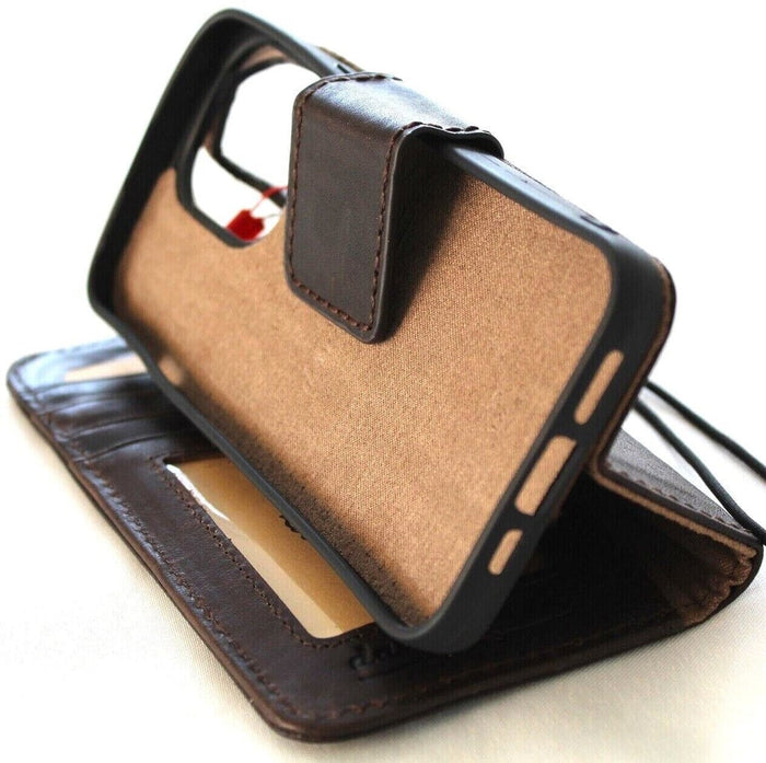 Handmade Leather iPhone Wallet Case: Vintage Book Style