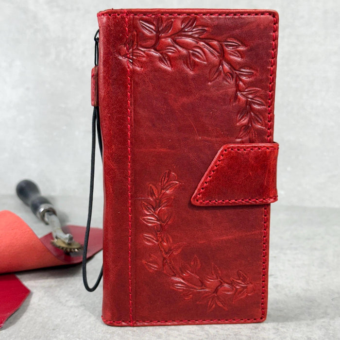 Handmade Leather iPhone Wallet Case: Vintage Book Style