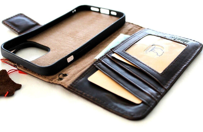 Handmade Leather iPhone Wallet Case: Vintage Book Style