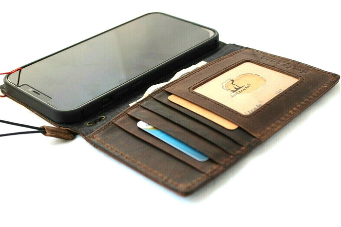 Handmade Leather iPhone Wallet Case: Vintage Dog Paw Embossed