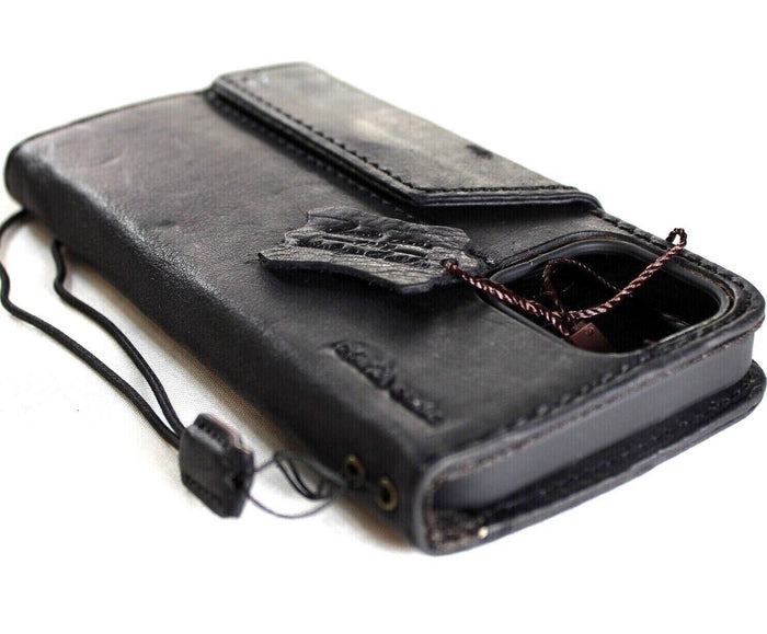 Handmade Leather iPhone Wallet Case: Vintage Eagle Art Design