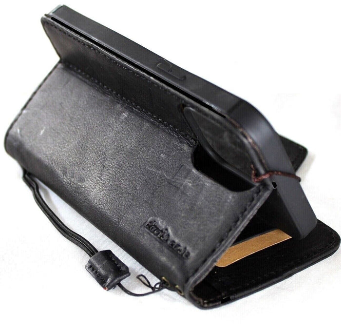 Handmade Leather iPhone Wallet Case: Vintage Eagle Art Design