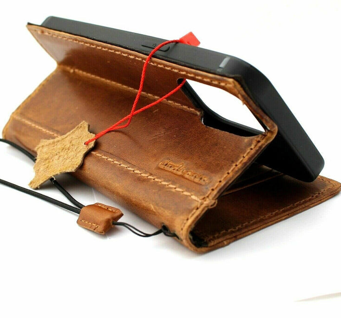 Handmade Leather iPhone Wallet Case: Vintage Embossed Art Design