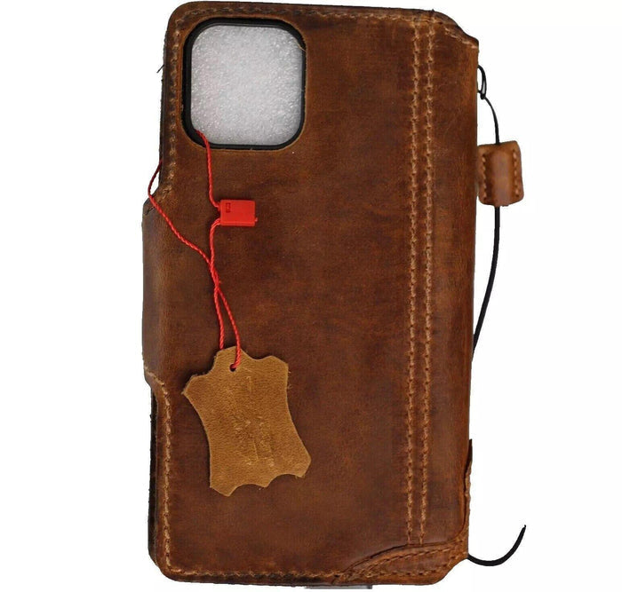 Handmade Leather iPhone Wallet Case: Vintage Floral Art Design