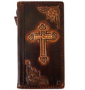 Handmade Leather iPhone Wallet Case: Vintage Jesus Cross Design