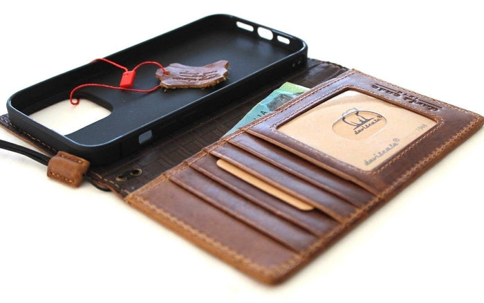 Handmade Leather iPhone Wallet Case: Vintage Stamped Cross Design