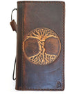 Handmade Leather iPhone Wallet Case: Vintage Tree of Life Art