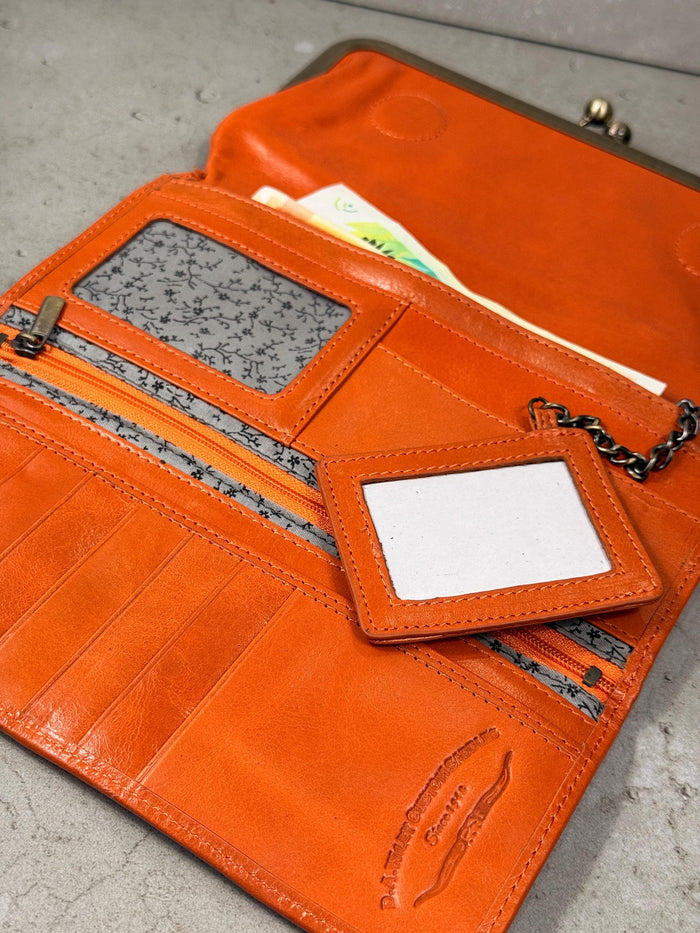 Handmade Leather Kiss Lock Wallet – Vintage Style Clutch Purse