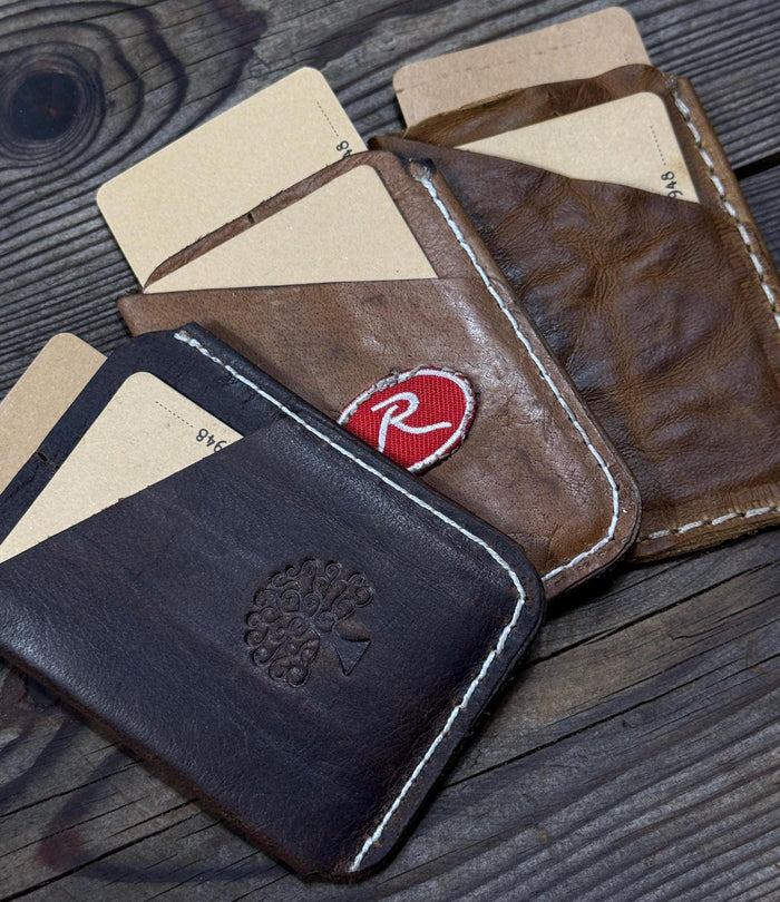 Handmade Leather Mini Card Wallet – Slim Genuine Leather Gift