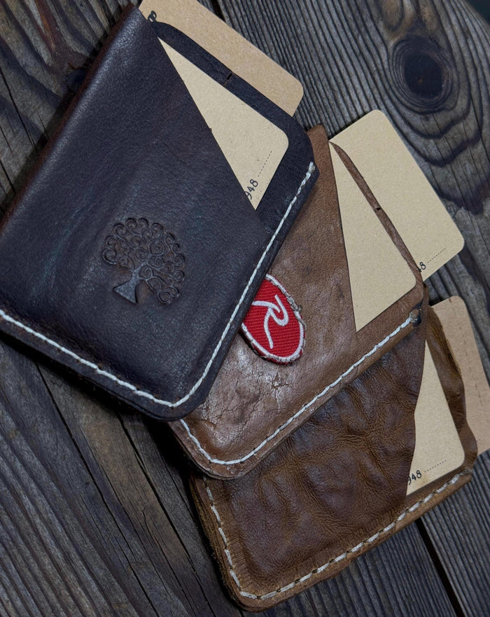 Handmade Leather Mini Card Wallet – Slim Genuine Leather Gift
