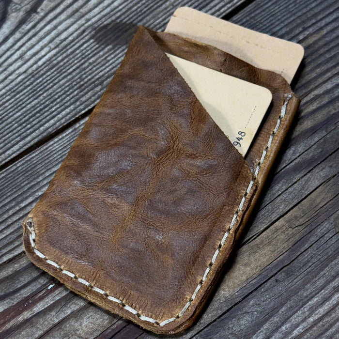 Handmade Leather Mini Card Wallet – Slim Genuine Leather Gift