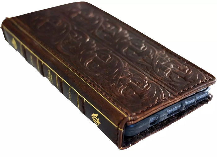 Handmade Leather One Plus Phone Case: Bible Design Wallet