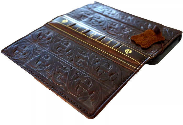 Handmade Leather One Plus Phone Case: Bible Design Wallet