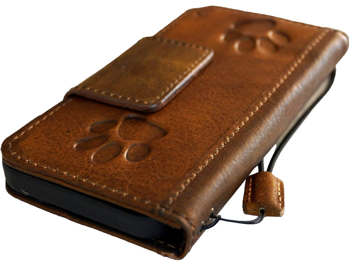 Handmade Leather OnePlus 12/12R Wallet Case with Paw Print