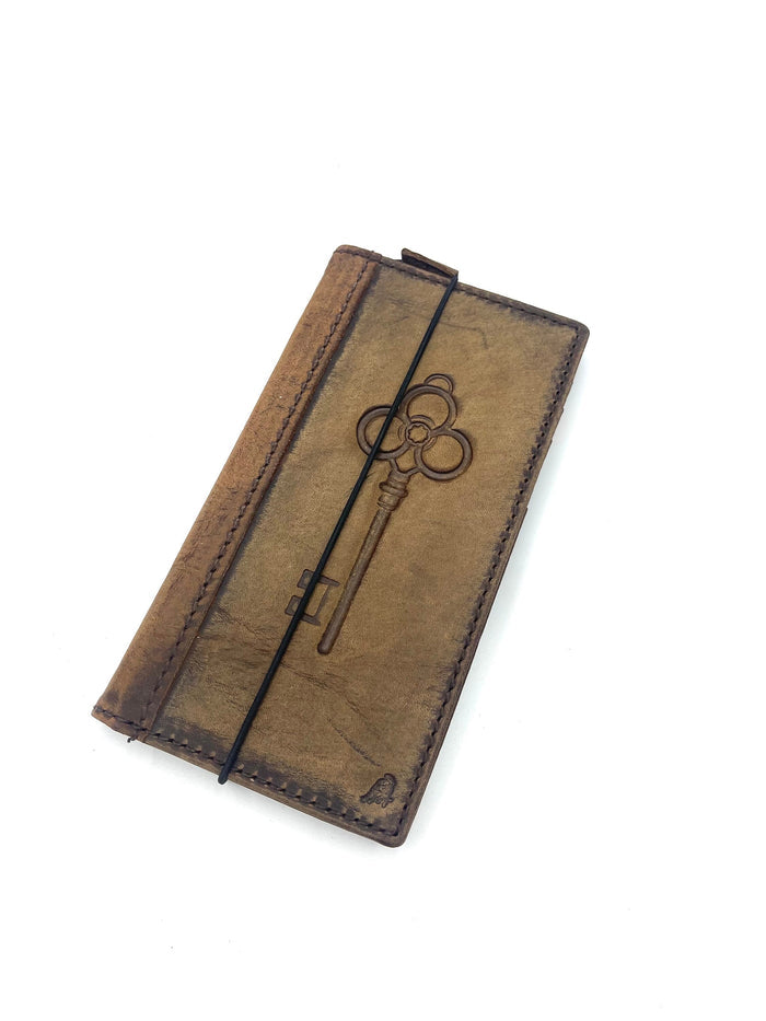 Handmade Leather OnePlus 9/9Pro Wallet Case: Art Key Design