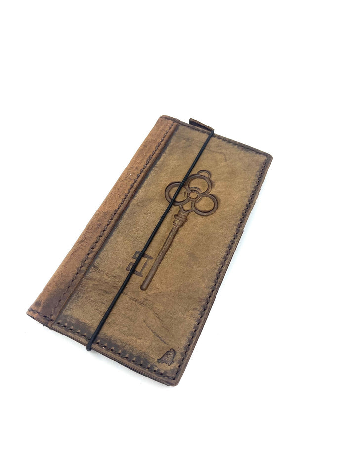 Handmade Leather OnePlus 9/9Pro Wallet Case: Art Key Design