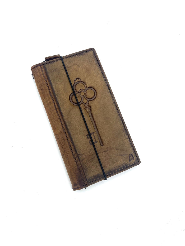 Handmade Leather OnePlus 9/9Pro Wallet Case: Art Key Design