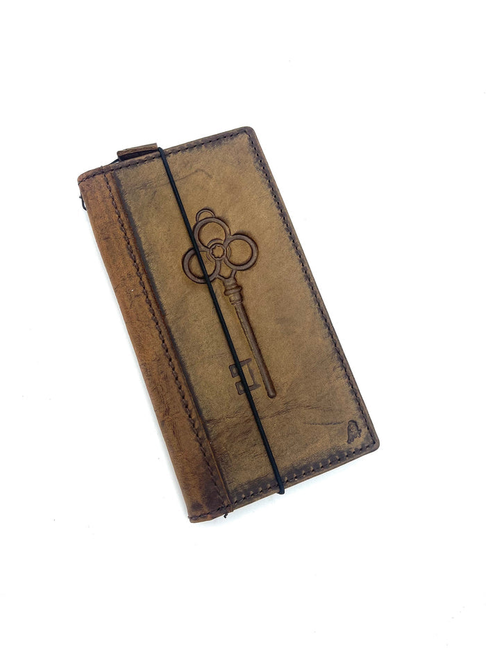 Handmade Leather OnePlus 9/9Pro Wallet Case: Art Key Design