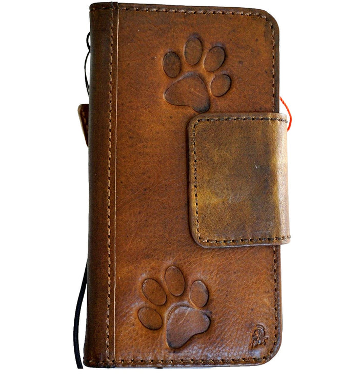 Handmade Leather OnePlus 9/9Pro Wallet Case: Paw Print Book Cover