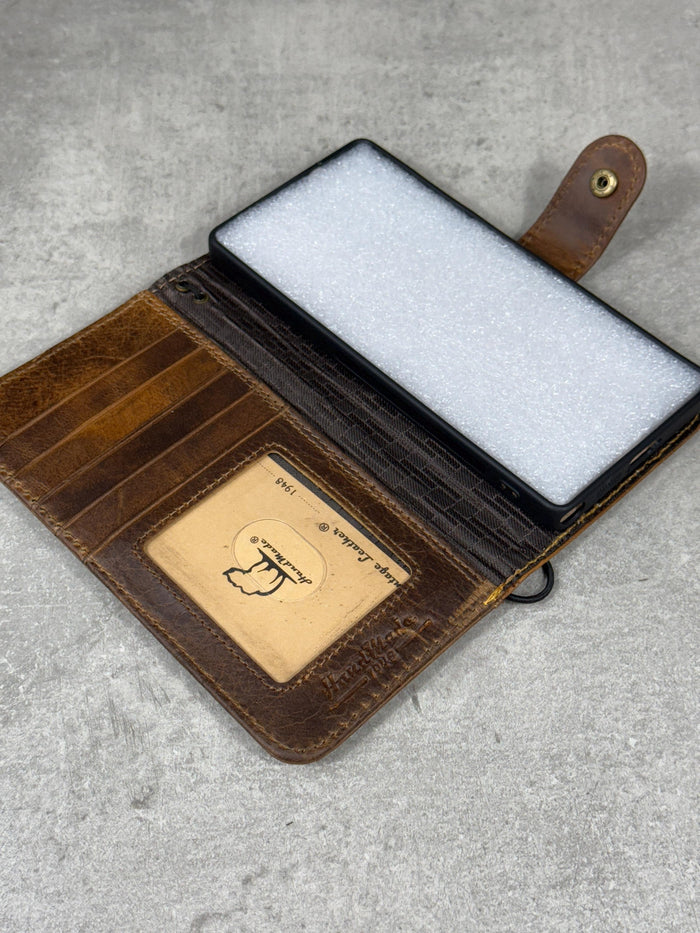 Handmade Leather OnePlus Case: Paw Print Dog Art Wallet