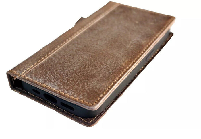 Handmade Leather OnePlus Open Wallet Case: Luxury Book Design