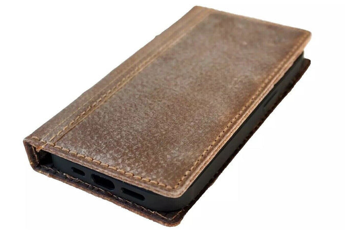 Handmade Leather OnePlus Open Wallet Case: Luxury Book Design