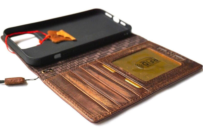 Handmade Leather Phone Wallet: Book Style Credit Card Cover