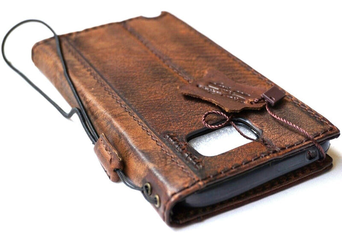 Handmade Leather Phone Wallet Case: Buddha Book Design