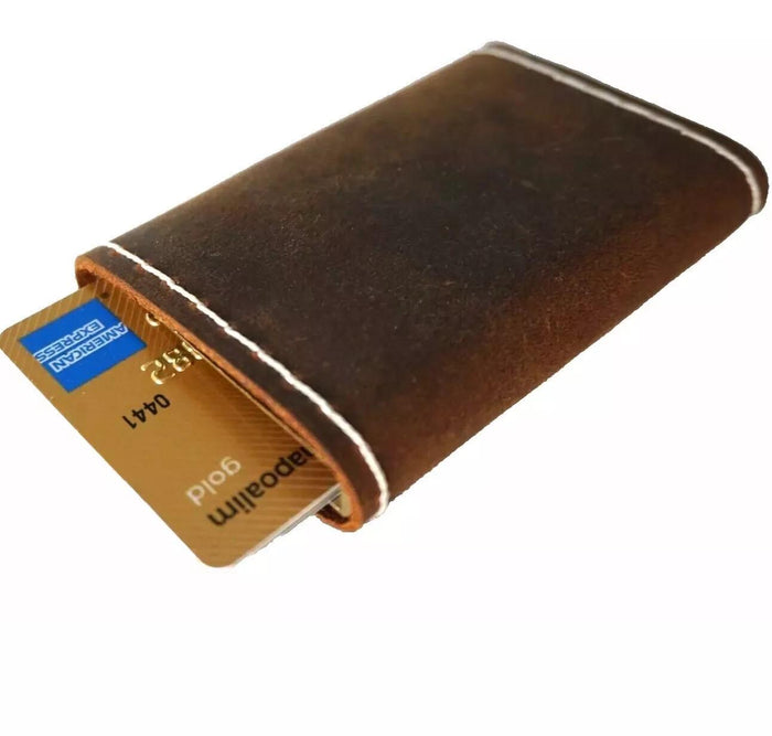 Handmade leather removable credit card wallet for women and men Davidov Art