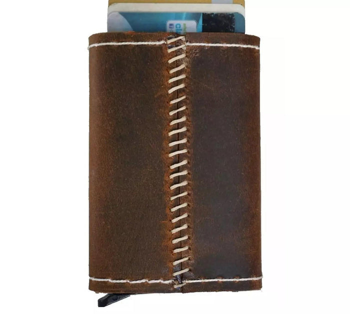 Handmade leather removable credit card wallet for women and men Davidov Art