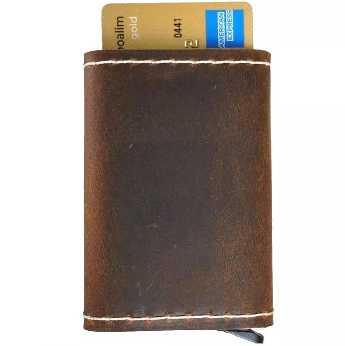 Handmade leather removable credit card wallet for women and men Davidov Art