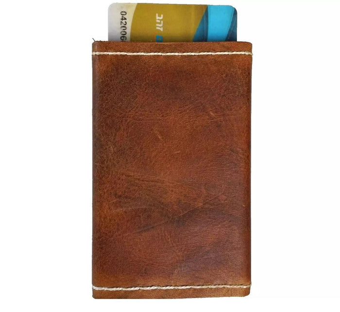 Handmade leather removable credit card wallet for women and men Davidov Art