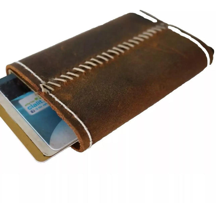 Handmade leather removable credit card wallet for women and men Davidov Art