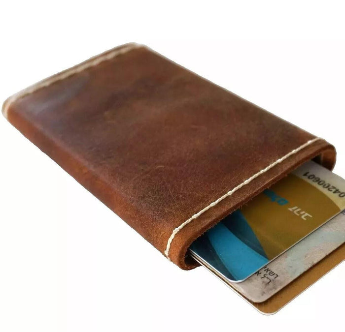 Handmade leather removable credit card wallet for women and men Davidov Art
