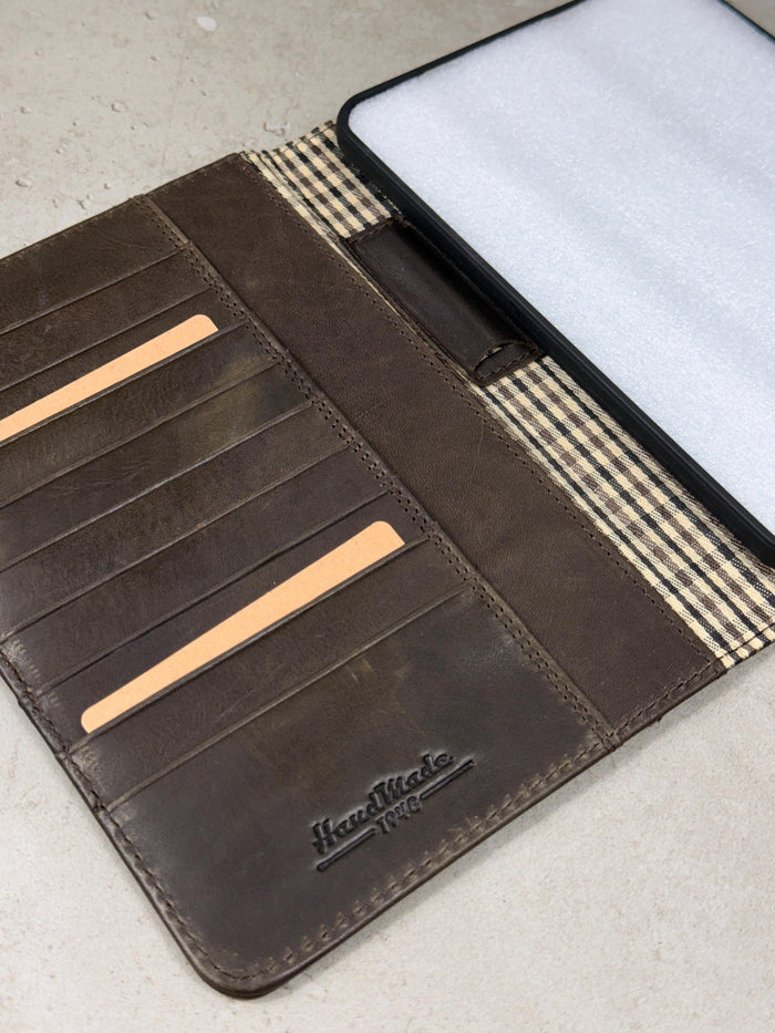 Handmade Leather Samsung tab A9+ A11+ Cover, Book Style Case with Pen Holder