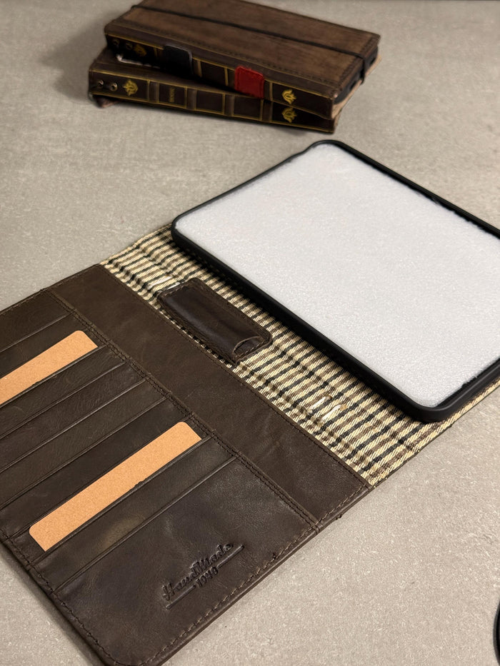 Handmade Leather Samsung tab A9+ A11+ Cover, Book Style Case with Pen Holder