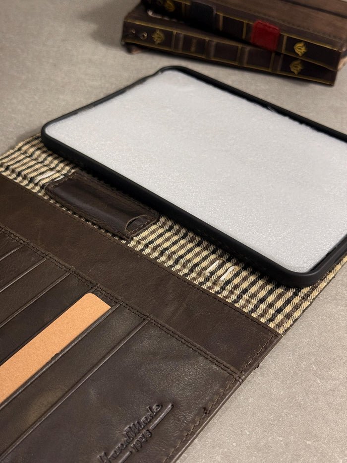 Handmade Leather Samsung tab A9+ A11+ Cover, Book Style Case with Pen Holder