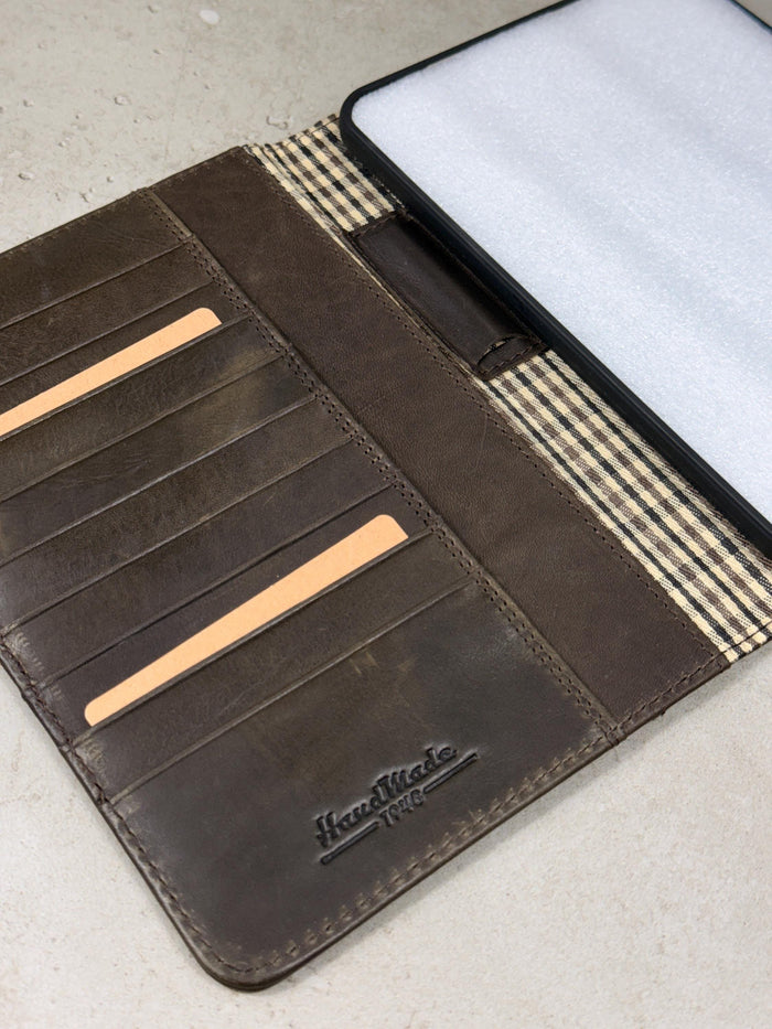 Handmade Leather Samsung tab A9+ A11+ Cover, Book Style Case with Pen Holder