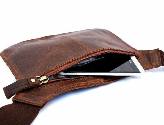 Handmade Leather Shoulder Bag: Vintage Crossbody Waist Pouch