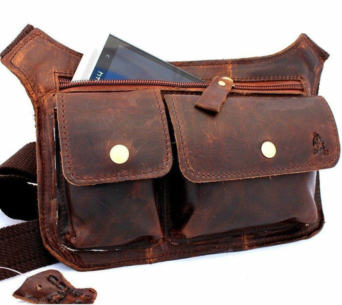 Handmade Leather Shoulder Bag: Vintage Crossbody Waist Pouch