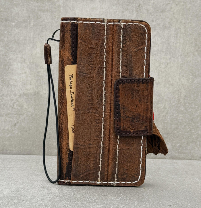 Handmade Leather Wallet Book Case for Galaxy Z Fold