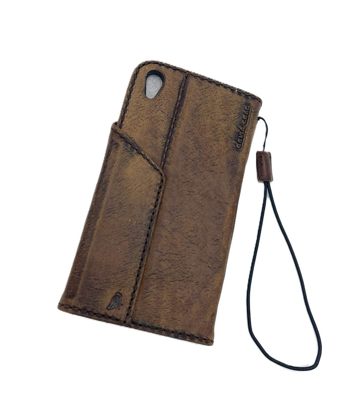 Handmade Leather Wallet Case: Bull Stamp, Card Slots