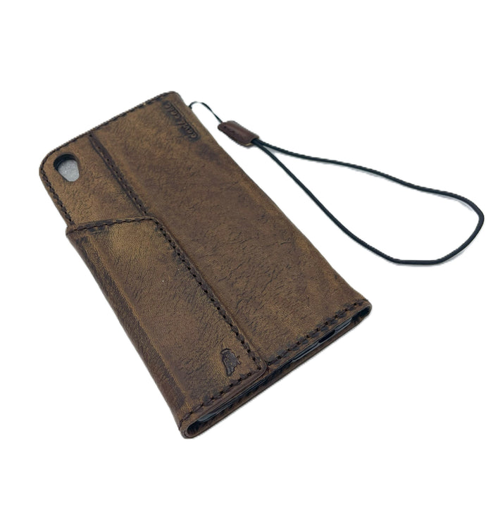 Handmade Leather Wallet Case: Bull Stamp, Card Slots