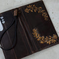 Handmade Leather Wallet Case: Floral Book Design for Galaxy S21/S22/S23/S24/S25