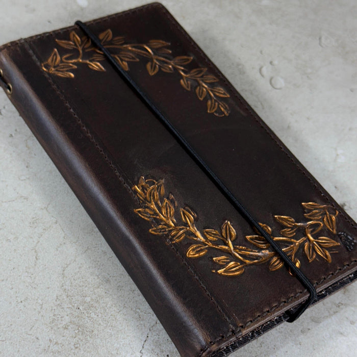 Handmade Leather Wallet Case: Floral Book Design for Galaxy S21/S22/S23/S24/S25