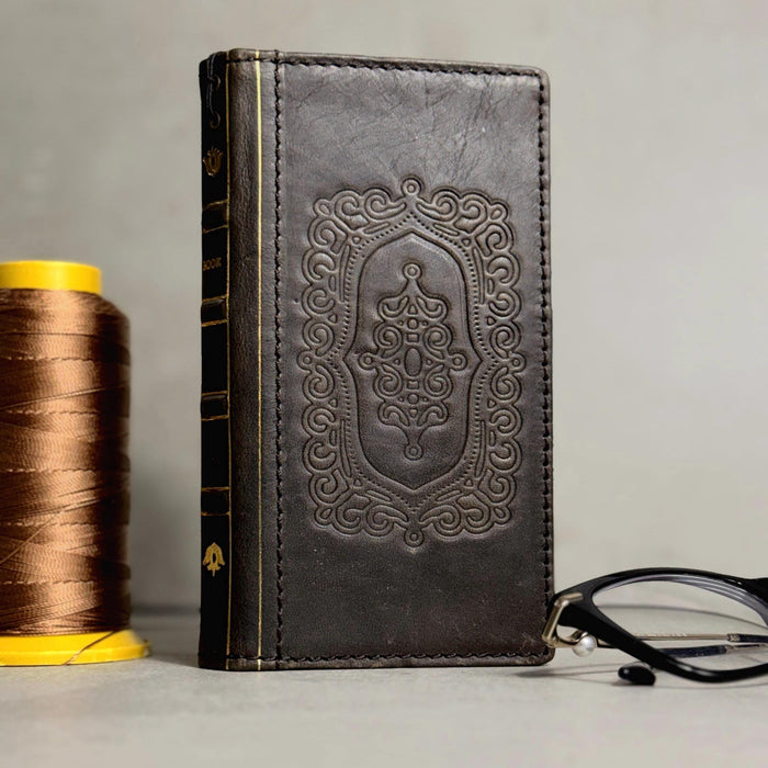 Handmade Leather Wallet Case: Floral Book Design for Galaxy S26/S22/S23/S24/S25