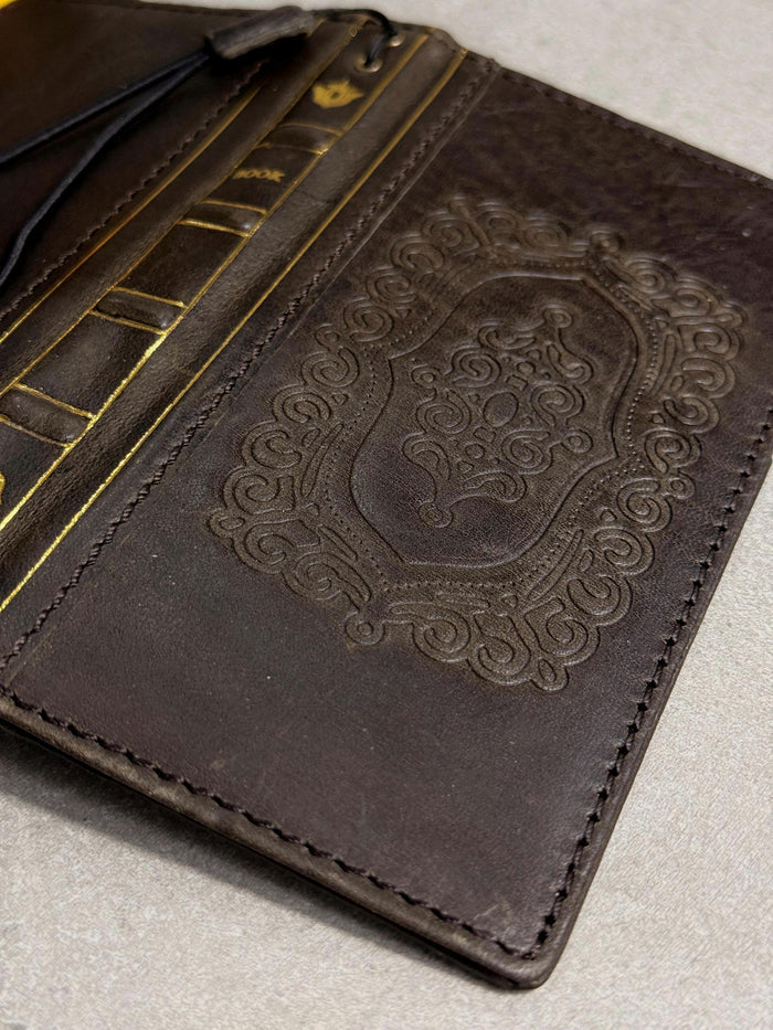 Handmade Leather Wallet Case: Floral Book Design for Galaxy S26/S22/S23/S24/S25