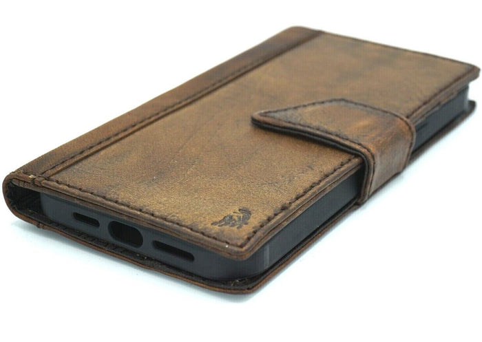 Handmade Leather Wallet Case for Galaxy - Magnetic, Card Slots